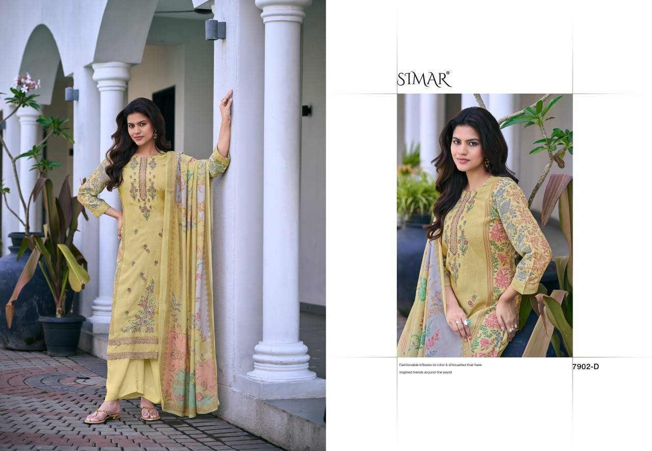 Minaaz By Glossy 7902A To 7902D Series Stylish Beautiful Colourful Viscose Muslin Dresses At Wholesale Price